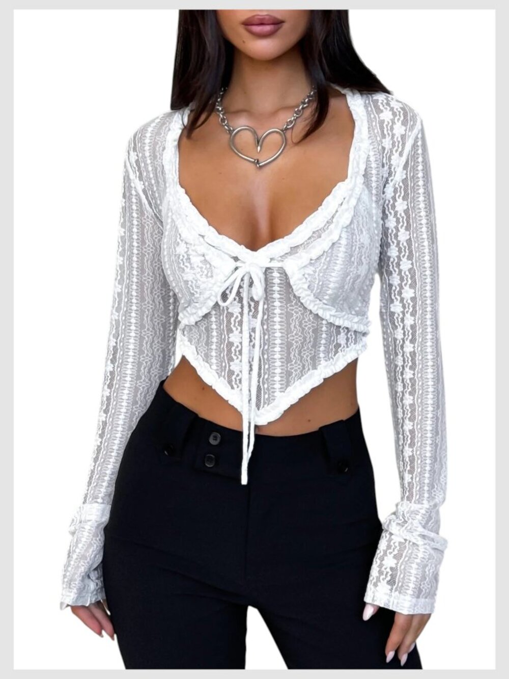 Tiger Mist Sopha Two Piece Top White Lace Cami XS